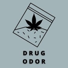 An Icon With A Bag Of Meth And A Marijuana Leaf With The Text 'Drug Odor'